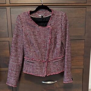 White House Black Market Pink and Black Tweed Blazer